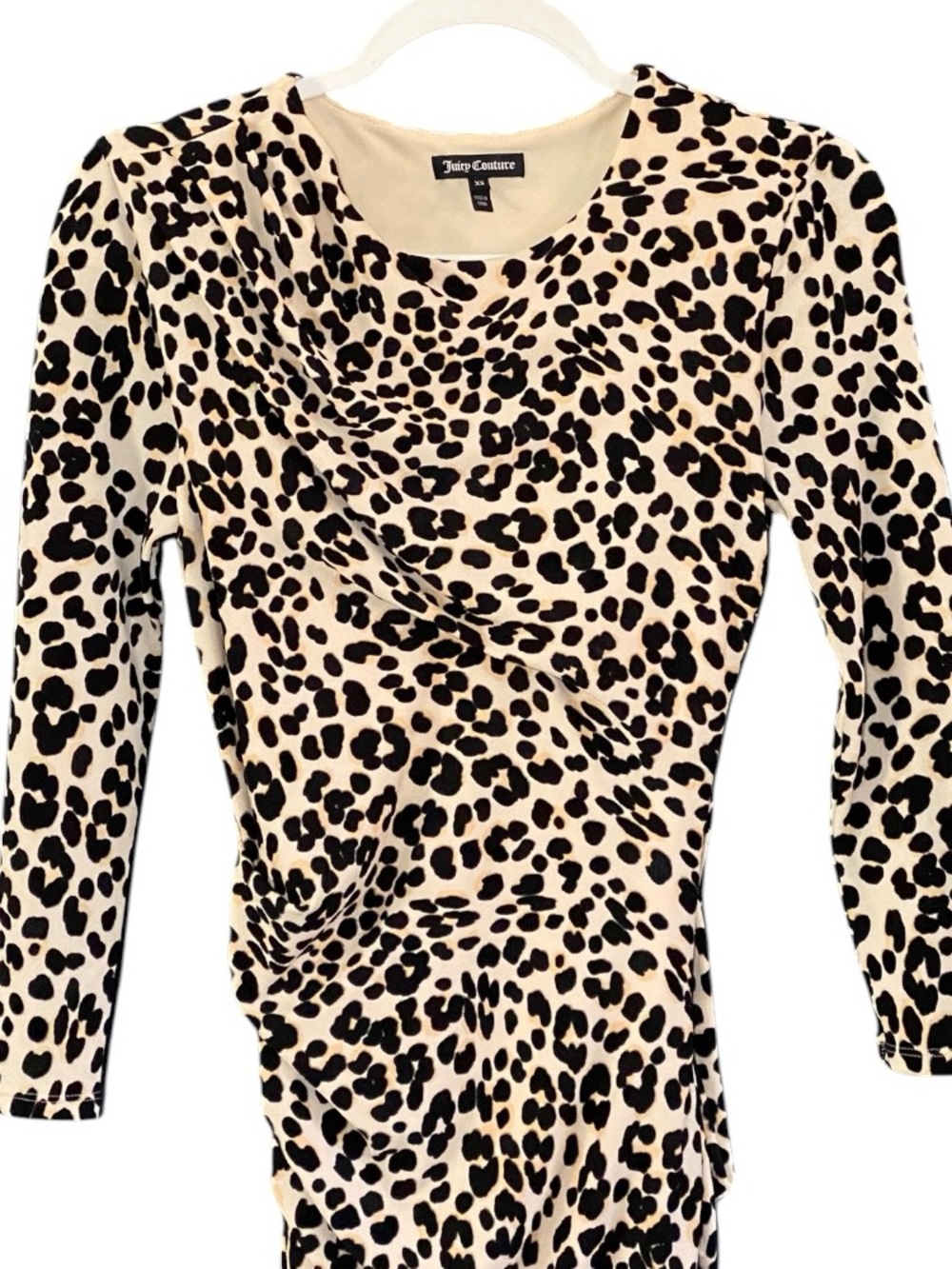 Juicy Couture Animal Print Mini Dress XS Ruched Bodycon Stretchy Cocktail Party - Picture 4 of 12